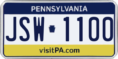 PA license plate JSW1100