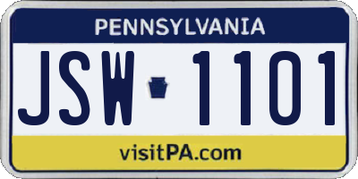 PA license plate JSW1101
