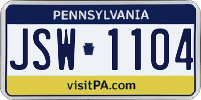 PA license plate JSW1104