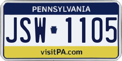 PA license plate JSW1105