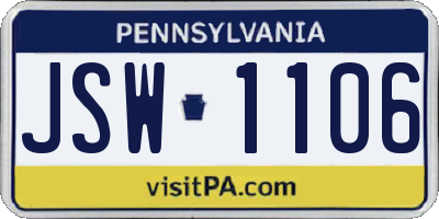 PA license plate JSW1106