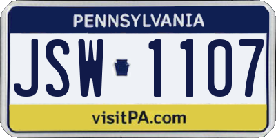 PA license plate JSW1107