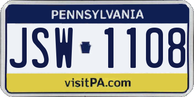 PA license plate JSW1108