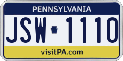 PA license plate JSW1110
