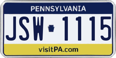 PA license plate JSW1115