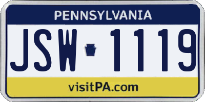 PA license plate JSW1119
