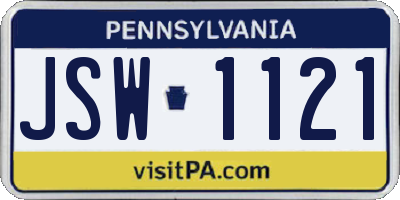 PA license plate JSW1121