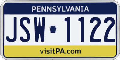 PA license plate JSW1122