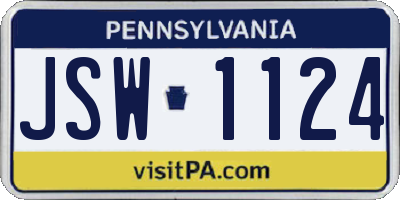 PA license plate JSW1124