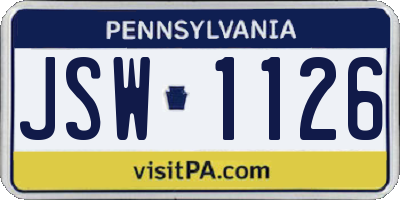PA license plate JSW1126