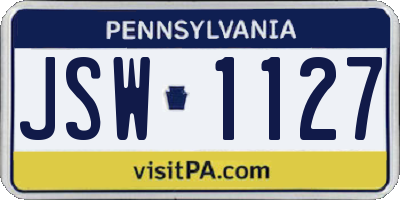 PA license plate JSW1127