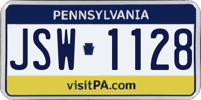 PA license plate JSW1128