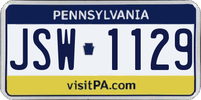 PA license plate JSW1129