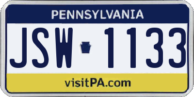 PA license plate JSW1133