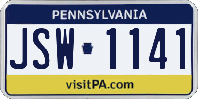 PA license plate JSW1141