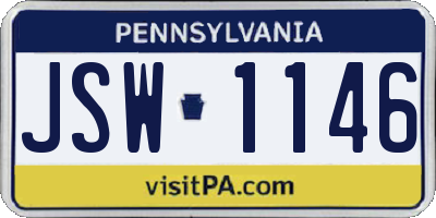 PA license plate JSW1146