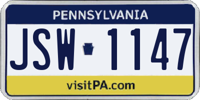 PA license plate JSW1147