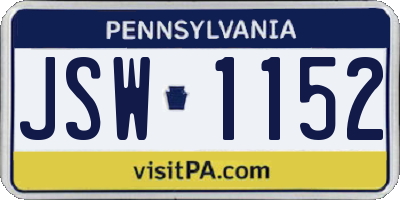 PA license plate JSW1152