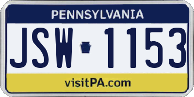 PA license plate JSW1153