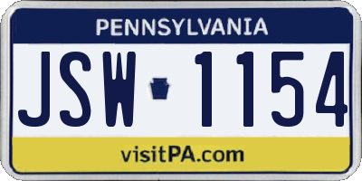 PA license plate JSW1154