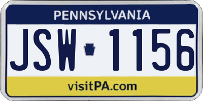 PA license plate JSW1156
