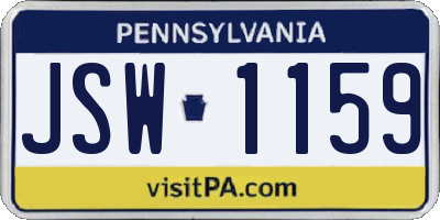 PA license plate JSW1159