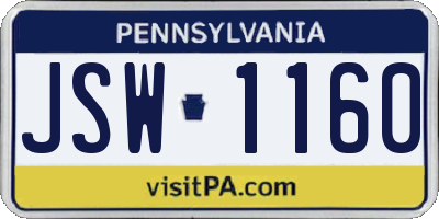 PA license plate JSW1160