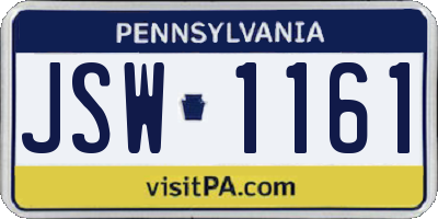 PA license plate JSW1161
