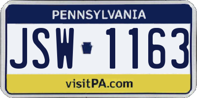 PA license plate JSW1163