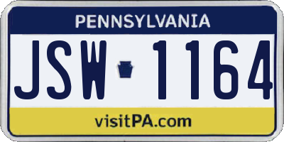 PA license plate JSW1164