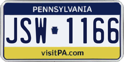PA license plate JSW1166
