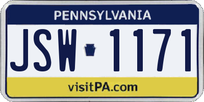 PA license plate JSW1171