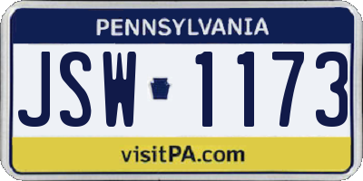 PA license plate JSW1173