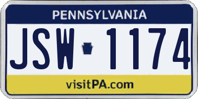PA license plate JSW1174