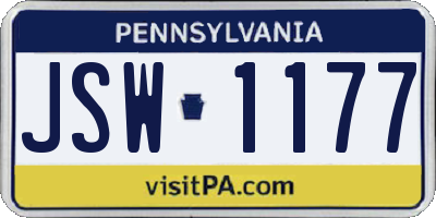 PA license plate JSW1177