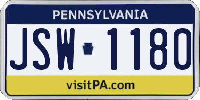 PA license plate JSW1180