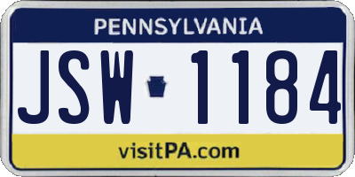 PA license plate JSW1184