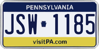 PA license plate JSW1185