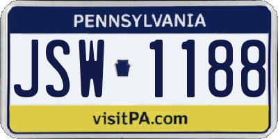 PA license plate JSW1188