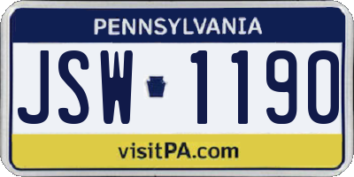 PA license plate JSW1190