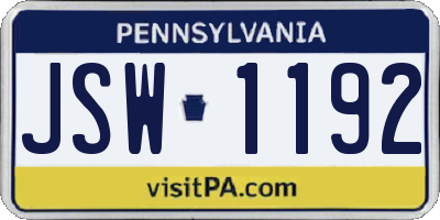 PA license plate JSW1192