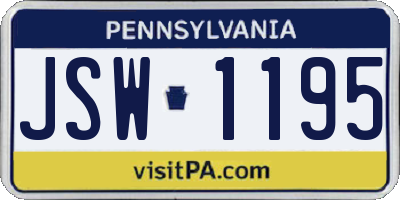 PA license plate JSW1195