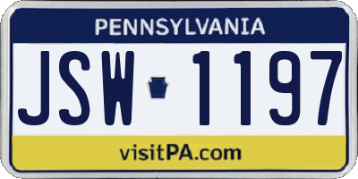 PA license plate JSW1197