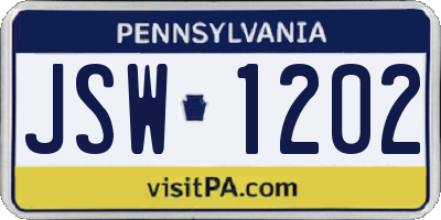 PA license plate JSW1202