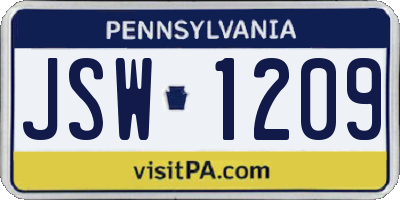 PA license plate JSW1209