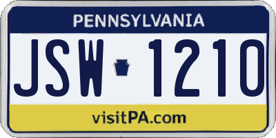PA license plate JSW1210