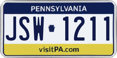 PA license plate JSW1211