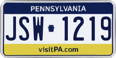 PA license plate JSW1219