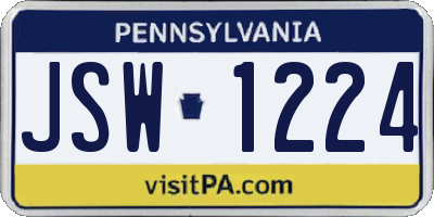 PA license plate JSW1224