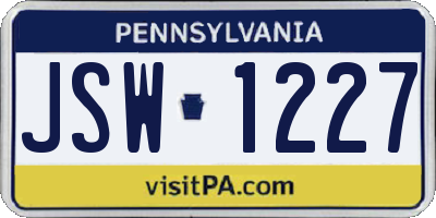 PA license plate JSW1227